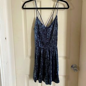 Strappy Velvet Blue Romper
